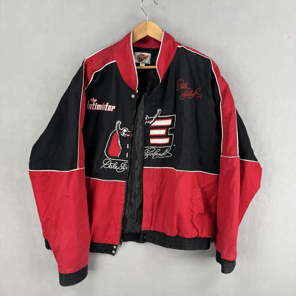 Vintage Dale Earnhardt Jacket Mens 2XL Black Bomber NASCAR Racing Intimidator